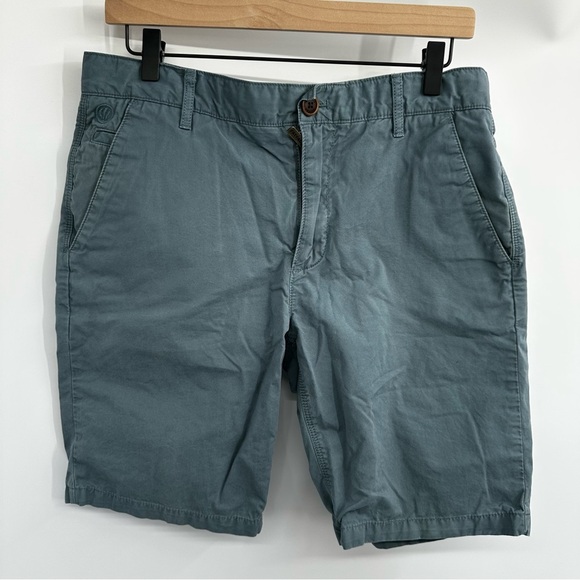 Fat Face South Coast Mens Chino Shorts W 32x9 Blue Zip Fly Cotton Flat Front - Picture 1 of 10